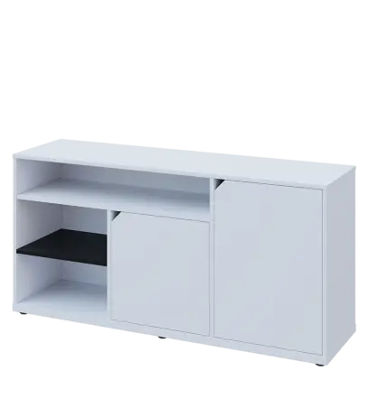 KU2-15DN3 P skříňka nízká 2-dveřová, nika, 740x1522x400, provedení pravé, korpus a dvířka bílá sněžná/police černá